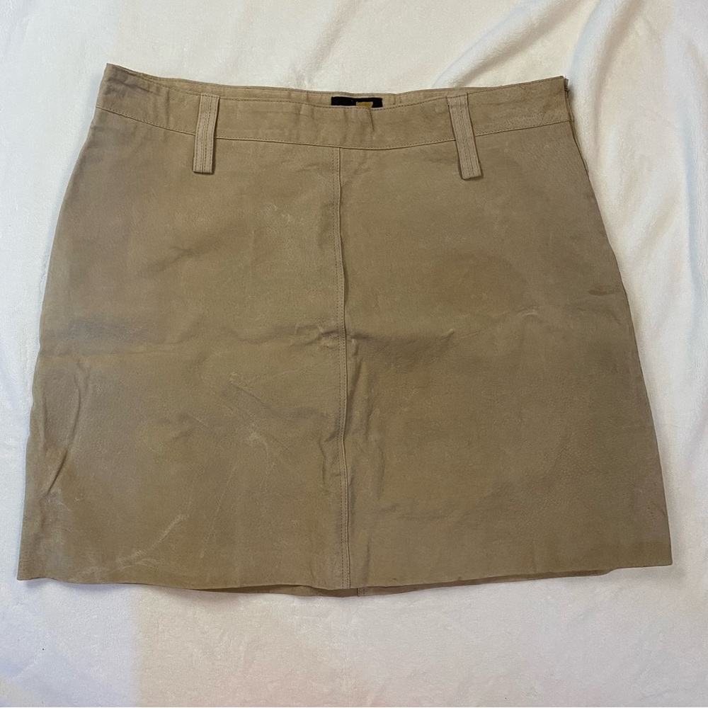 Vintage authentic leather mini skirt size 20 beige